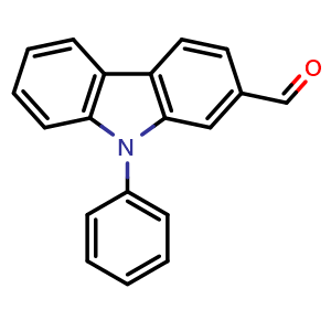 Chemical structure of 9-Phenyl-9H-carbazole-2-carbaldehyde , CAS 1353684-87-3, AChemBlock AD278573