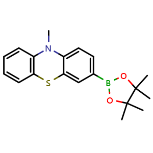 Chemical structure of 10-Methyl-3-(4,4,5,5-tetramethyl-1,3,2-dioxaborolan-2-yl)-10H-phenothiazine , CAS 405198-28-9, AChemBlock AD278575