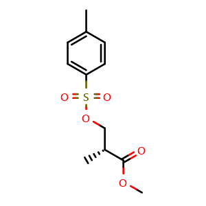 Chemical structure of Methyl (2R)-2-methyl-3-[[(4-methylphenyl)sulfonyl]oxy]propanoate , CAS 84341-94-6, AChemBlock AD278582