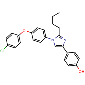 Chemical structure of 4-[2-Butyl-1-[4-(4-chlorophenoxy)phenyl]-1H-imidazol-4-yl]phenol , CAS 1067425-96-0, AChemBlock AD278605