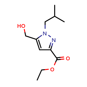 Chemical structure of Ethyl 5-(hydroxymethyl)-1-(2-methylpropyl)-1H-pyrazole-3-carboxylate , CAS 2489245-94-3, AChemBlock AD278619