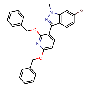 Chemical structure of 3-[2,6-Bis(benzyloxy)-3-pyridyl]-6-bromo-1-methyl-1H-indazole , CAS 2655649-48-0, AChemBlock AD278630
