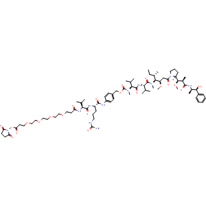 Chemical structure of OSU-PEG4-VC-PAB-MMAE , CAS 2762518-86-3, AChemBlock AD278632