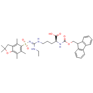 Chemical structure of Fmoc-L-Arg(N-Et,N’-Pbf)-OH , AChemBlock AD278635