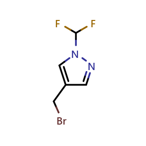 Chemical structure of 4-(Bromomethyl)-1-(difluoromethyl)-1H-pyrazole , CAS 2170894-74-1, AChemBlock AD278638