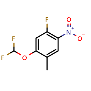 Chemical structure of 1-(Difluoromethoxy)-5-fluoro-2-methyl-4-nitrobenzene , CAS 1806334-76-8, AChemBlock AD278642