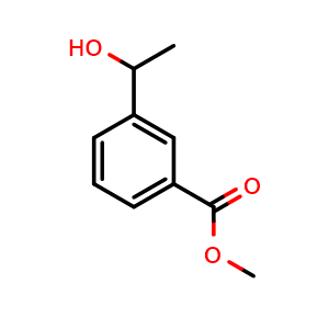 Chemical structure of Methyl 3-(1-hydroxyethyl)benzoate , CAS 87808-11-5, AChemBlock AD278645
