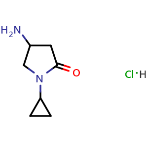 Chemical structure of 4-Amino-1-cyclopropyl-2-pyrrolidinone hydrochloride , CAS 1351647-51-2, AChemBlock AD278647