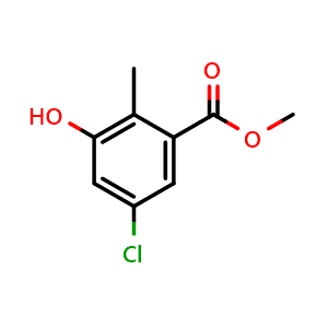 Chemical structure of Methyl 5-chloro-3-hydroxy-2-methylbenzoate , CAS 1492040-74-0, AChemBlock AD278654