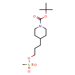 Chemical structure of 3-(1-Boc-4-piperidyl)propyl methanesulfonate , CAS 203859-94-3, AChemBlock AD278656