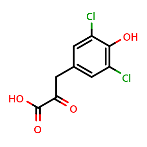 Chemical structure of 3-(3,5-Dichloro-4-hydroxyphenyl)-2-oxopropanoic acid , CAS 13990-05-1, AChemBlock AD278663
