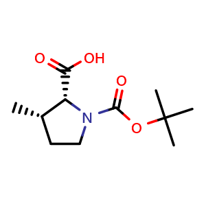 Chemical structure of (2R,3S)-1-Boc-3-methyl-L-proline , CAS 449758-72-9, AChemBlock AD278666