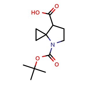 Chemical structure of 4-Boc-4-azaspiro[2.4]heptane-7-carboxylic acid , CAS 1781136-90-0, AChemBlock AD278667