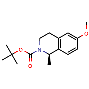 Chemical structure of (R)-2-Boc-6-methoxy-1-methyl-1,2,3,4-tetrahydroisoquinoline , CAS 2766799-86-2, AChemBlock AD278669