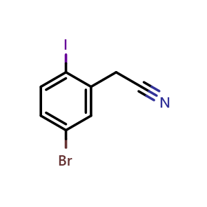 Chemical structure of 2-(5-Bromo-2-iodophenyl)acetonitrile , CAS 1055901-15-9, AChemBlock AD278670