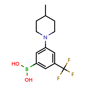 Chemical structure of 3-(4-Methyl-1-piperidyl)-5-(trifluoromethyl)phenylboronic acid , CAS 1704068-89-2, AChemBlock AD278671