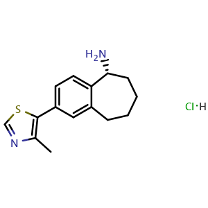 Chemical structure of (R)-2-(4-Methyl-5-thiazolyl)-6,7,8,9-tetrahydro-5H-benzo[7]annulen-5-amine hydrochloride , CAS 2771069-75-9, AChemBlock AD278673