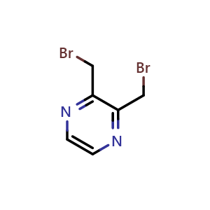 Chemical structure of 2,3-Bis(bromomethyl)pyrazine , CAS 282528-30-7, AChemBlock AD278677