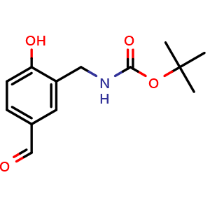 Chemical structure of 3-[(Boc-amino)methyl]-4-hydroxybenzaldehyde , CAS 1785389-22-1, AChemBlock AD278678