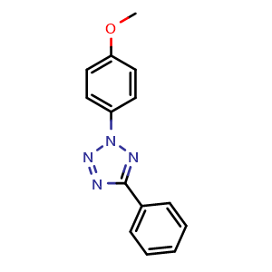 Chemical structure of 2-(4-Methoxyphenyl)-5-phenyl-2H-tetrazole , CAS 60636-95-5, AChemBlock AD278683