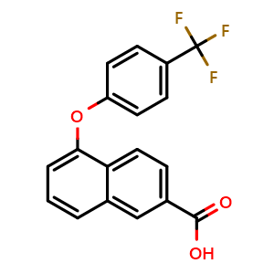 Chemical structure of 5-[4-(Trifluoromethyl)phenoxy]-2-naphthoic acid , CAS 2506272-93-9, AChemBlock AD278684