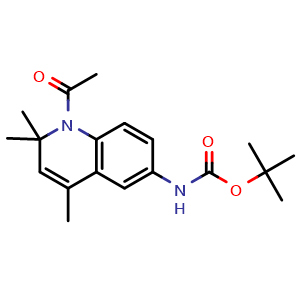 Chemical structure of 1-[6-(Boc-amino)-2,2,4-trimethylquinolin-1(2H)-yl]ethan-1-one , CAS 487065-02-1, AChemBlock AD278688