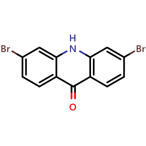 Chemical structure of 3,6-Dibromoacridin-9(10H)-one , CAS 87025-07-8, AChemBlock AD278691