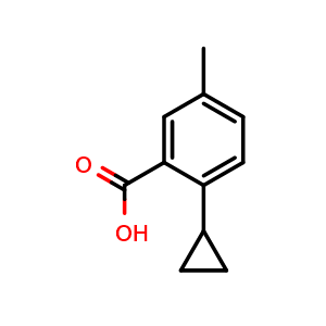 Chemical structure of 2-Cyclopropyl-5-methylbenzoic acid , CAS 1525520-64-2, AChemBlock AD278706