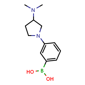 Chemical structure of 3-[3-(Dimethylamino)-1-pyrrolidinyl]phenylboronic acid , CAS 1263196-44-6, AChemBlock AD278720