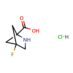 Chemical structure of 4-Fluoro-2-azabicyclo[2.1.1]hexane-1-carboxylic acid hydrochloride , CAS 2247103-94-0, AChemBlock AD278725