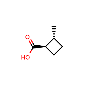 Chemical structure of (1R,2R)-2-Methylcyclobutanecarboxylic acid , CAS 1932020-90-0, AChemBlock AD278727