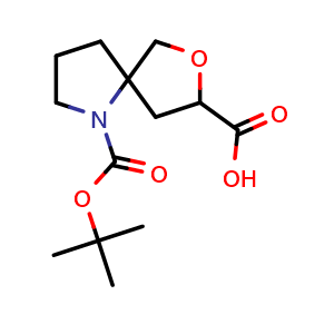 Chemical structure of 1-Boc-7-oxa-1-azaspiro[4.4]nonane-8-carboxylic acid , CAS 2955543-45-8, AChemBlock AD278732