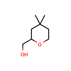 Chemical structure of (4,4-Dimethyltetrahydro-2H-pyran-2-yl)methanol , CAS 2766302-49-0, AChemBlock AD278737