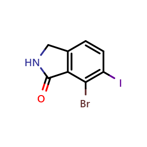 Chemical structure of 7-Bromo-6-iodoisoindolin-1-one , CAS 2349398-95-2, AChemBlock AD278742