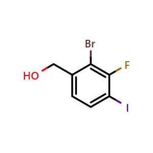 Chemical structure of 2-Bromo-3-fluoro-4-iodobenzyl alcohol , CAS 1824048-56-7, AChemBlock AD278743