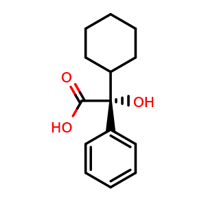 Chemical structure of (R)-2-Cyclohexyl-2-hydroxy-2-phenylacetic acid , CAS 20585-39-1, AChemBlock AD278744