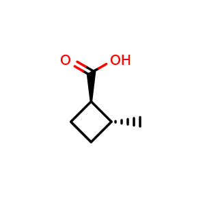 Chemical structure of (1R,2R)-rel-2-Methylcyclobutanecarboxylic acid , CAS 57705-61-0, AChemBlock AD278745