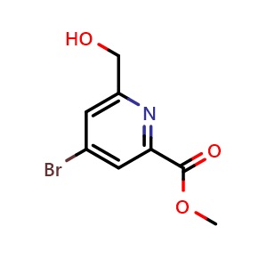 Chemical structure of Methyl 4-Bromo-6-(hydroxymethyl)picolinate , CAS 1842336-50-8, AChemBlock AD278746