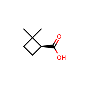 Chemical structure of (S)-2,2-Dimethylcyclobutanecarboxylic acid , CAS 2968530-87-0, AChemBlock AD278750