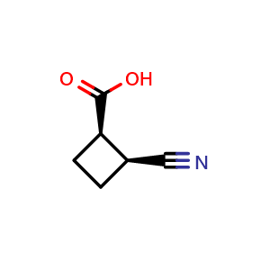 Chemical structure of cis-2-Cyanocyclobutanecarboxylic acid , CAS 1903427-32-6, AChemBlock AD278751