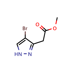 Chemical structure of Methyl 2-(4-bromo-3-pyrazolyl)acetate , CAS 2091131-43-8, AChemBlock AD278762