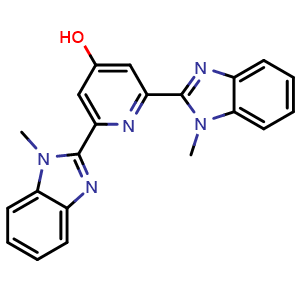 Chemical structure of 2,6-Bis(1-methyl-2-benzimidazolyl)pyridin-4-ol , CAS 533928-74-4, AChemBlock AD278769