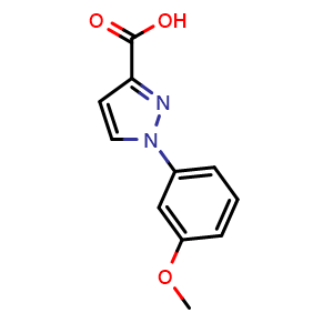 Chemical structure of 1-(3-Methoxyphenyl)-1H-pyrazole-3-carboxylic acid , CAS 1152536-76-9, AChemBlock AD278774