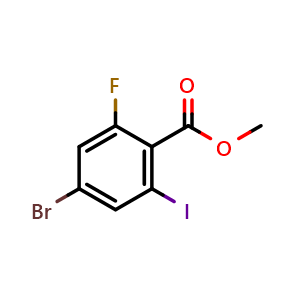 Chemical structure of Methyl 4-bromo-2-fluoro-6-iodobenzoate , CAS 1935413-12-9, AChemBlock AD278779