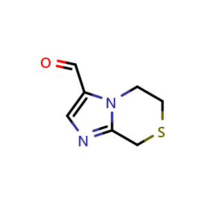 Chemical structure of 6,8-Dihydro-5H-imidazo[2,1-c][1,4]thiazine-3-carbaldehyde , CAS 623564-36-3, AChemBlock AD278796