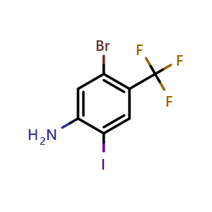 Chemical structure of 5-Bromo-2-iodo-4-(trifluoromethyl)aniline , CAS 1373233-07-8, AChemBlock AD278800