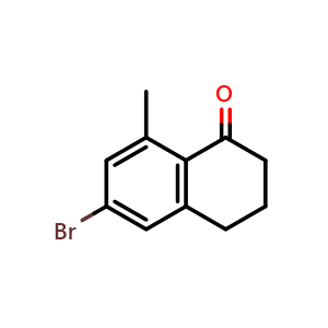 Chemical structure of 6-Bromo-8-methyl-3,4-dihydronaphthalen-1(2H)-one , CAS 1273596-67-0, AChemBlock AD278801
