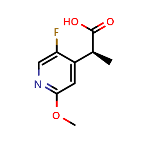 Chemical structure of (S)-2-(5-Fluoro-2-methoxypyridin-4-yl)propanoic acid , CAS 2755892-72-7, AChemBlock AD278803