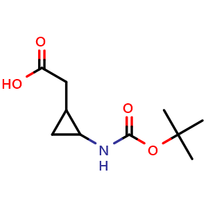 Chemical structure of 2-[2-(Boc-amino)cyclopropyl]acetic acid , CAS 1338807-61-6, AChemBlock AD278810