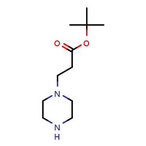 Chemical structure of 3-(Piperazin-1-yl)propanoic acid tert-butyl ester , CAS 147135-94-2, AChemBlock AD278815